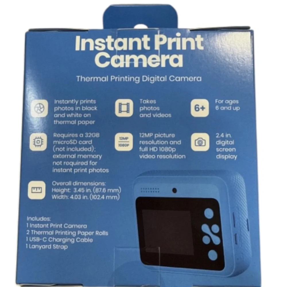 Blue Instant Print Camera